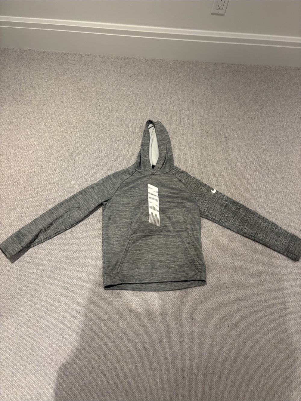 Nike Gray Hooded Sweatshirt with White Logo